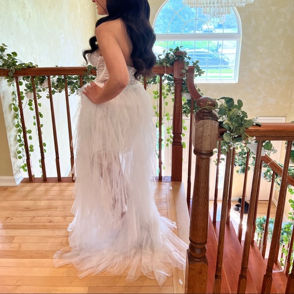 For love & lemons X REVOLVE Bustier Ruffle Gown in White tule - Picture 2 of 7